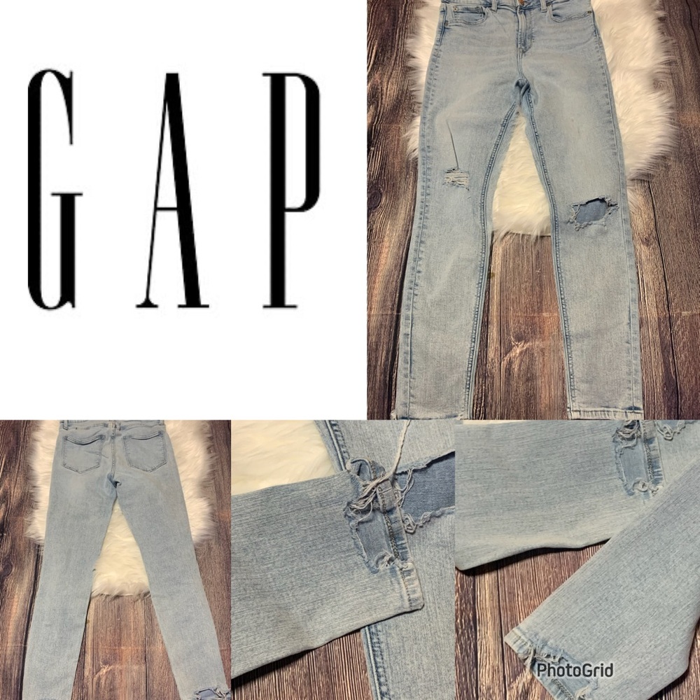 GAP Women's Super Stretch High Rise Ripped Skinny  Jeans 6/28